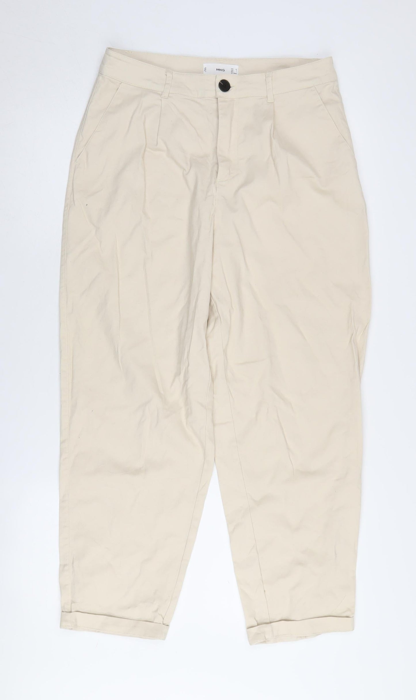 MNG Women’s Beige Pleated Trousers Size 12