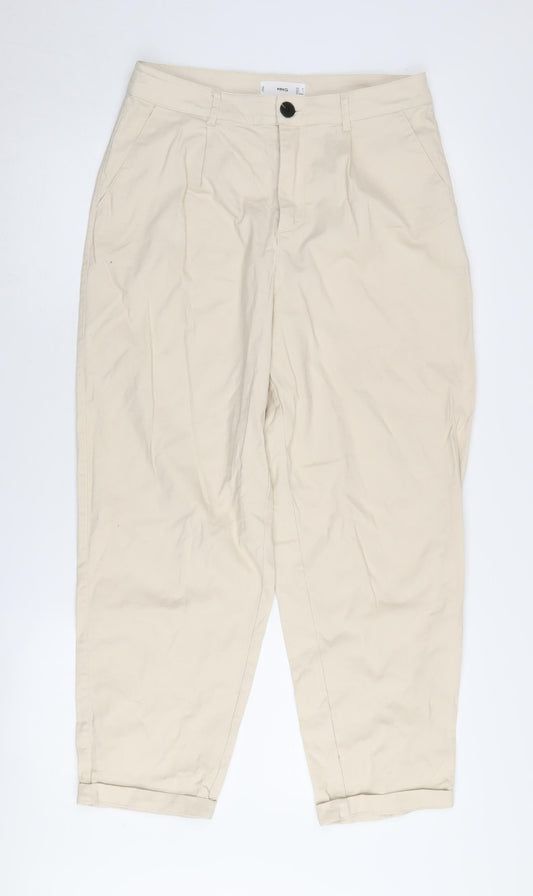 MNG Women’s Beige Pleated Trousers Size 12