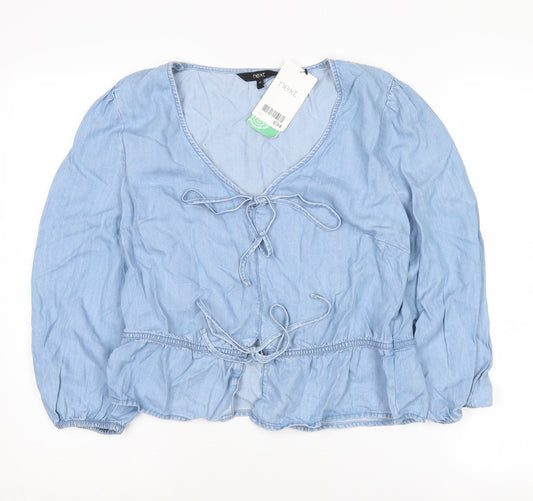 Next Women's Blue Tunic Blouse, Size 12, V-Neck, Casual