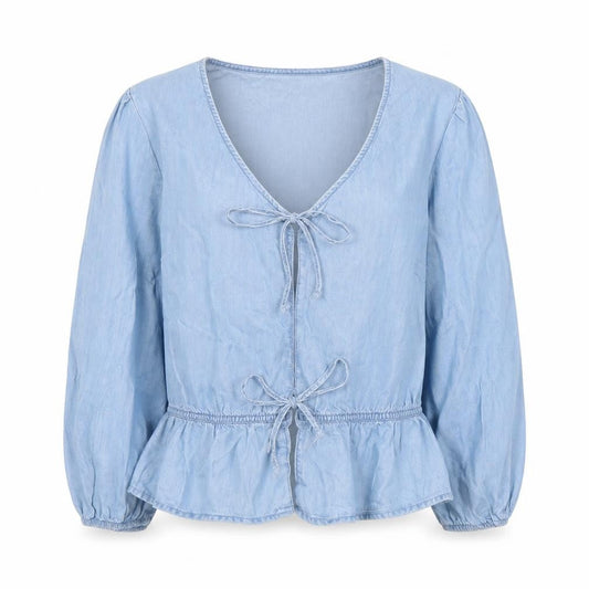 Next Women's Blue Tunic Blouse, Size 12, V-Neck, Casual