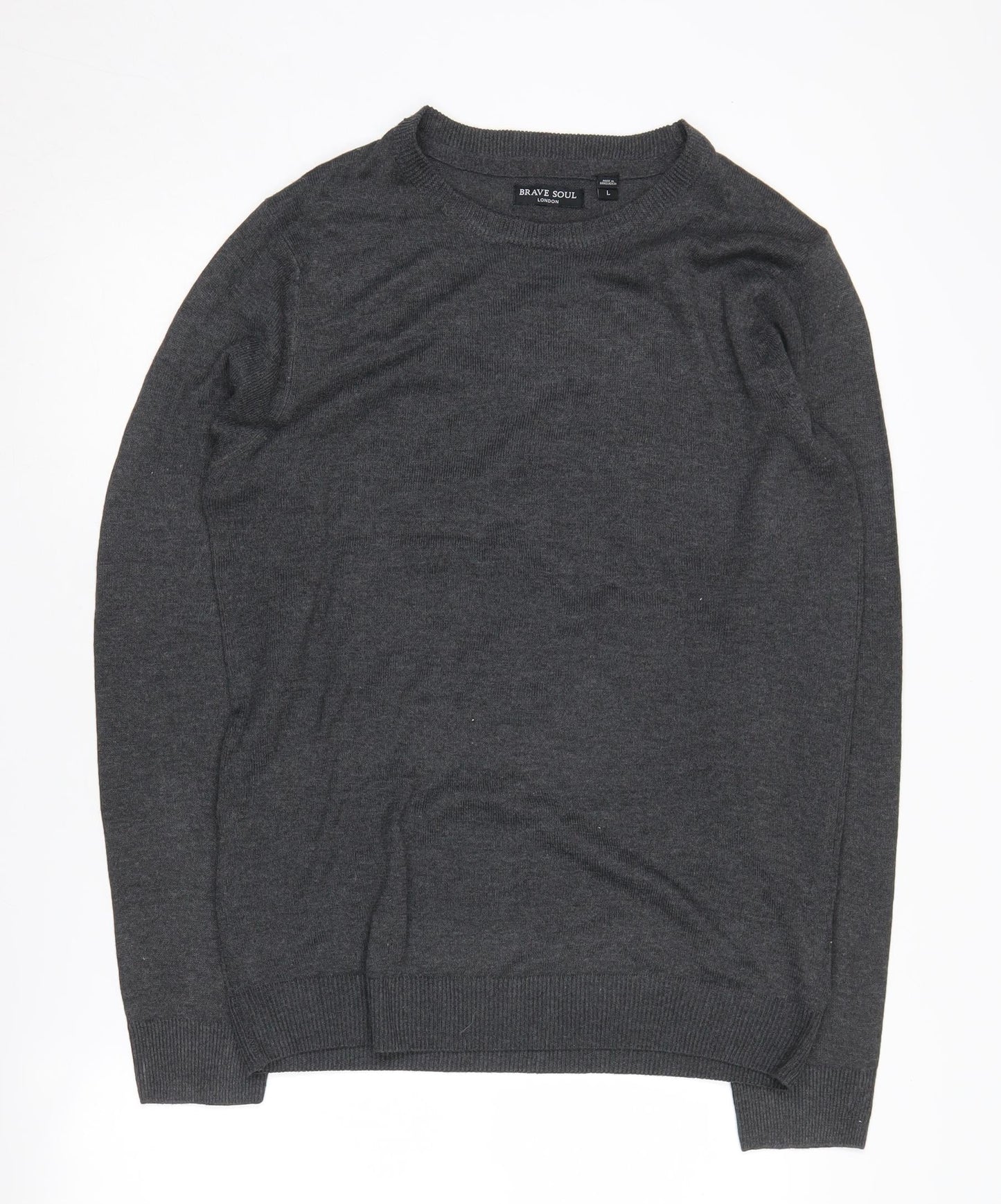 Brave Soul Men's Grey Pullover Jumper L