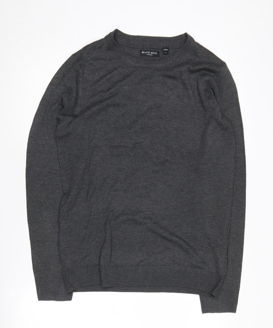 Brave Soul Men's Grey Pullover Jumper L