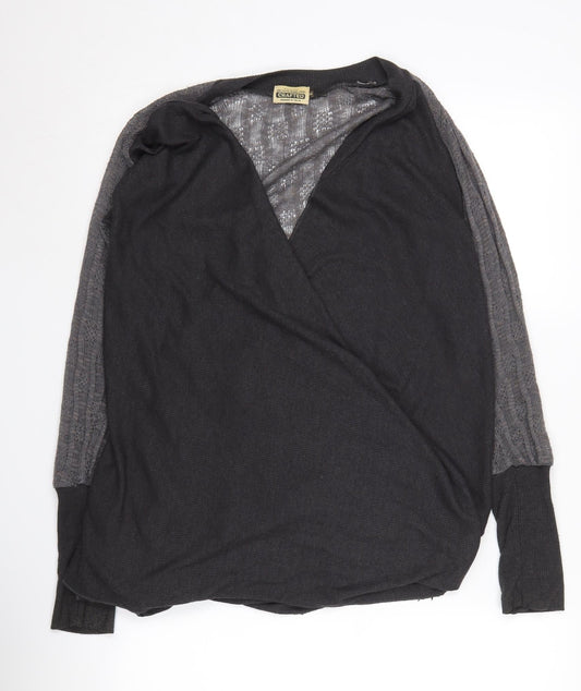 Crafted Women's Black Wrap Jumper, Size 12, V-Neck