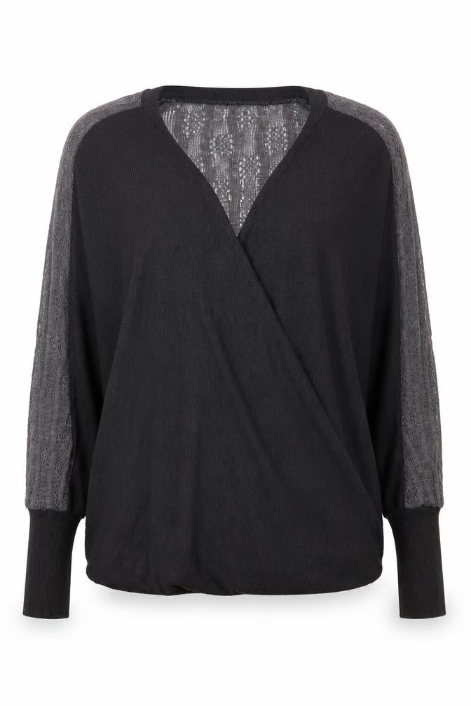 Crafted Women's Black Wrap Jumper, Size 12, V-Neck