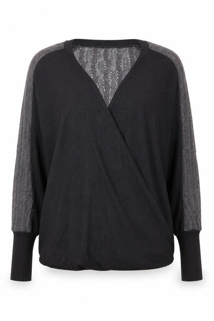 Crafted Women's Black Wrap Jumper, Size 12, V-Neck