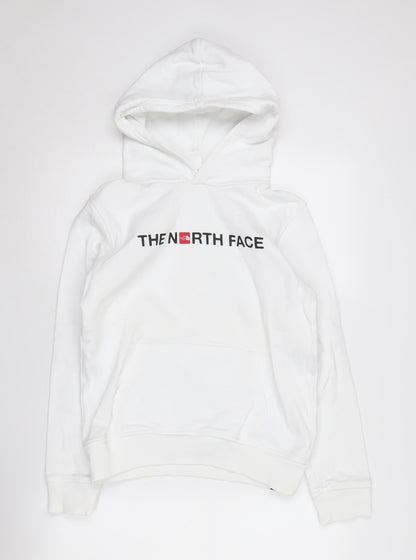 Additional front view of The North Face boys’ white pullover hoodie, size L