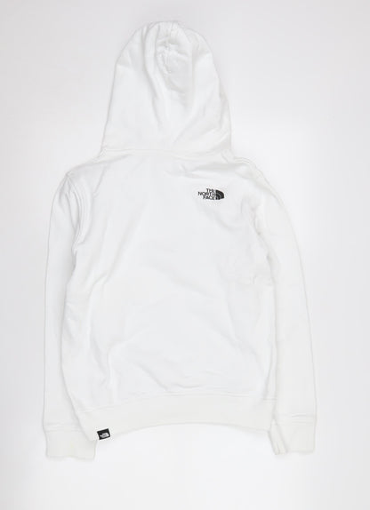 Back view of The North Face boys’ white pullover hoodie, size L