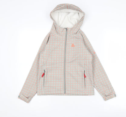 Additional front view of Dare 2b girls’ grey softshell jacket 8 years wind-resistant