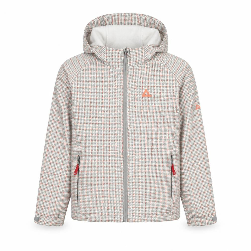 Front view of Dare 2b girls’ grey softshell jacket 8 years wind-resistant