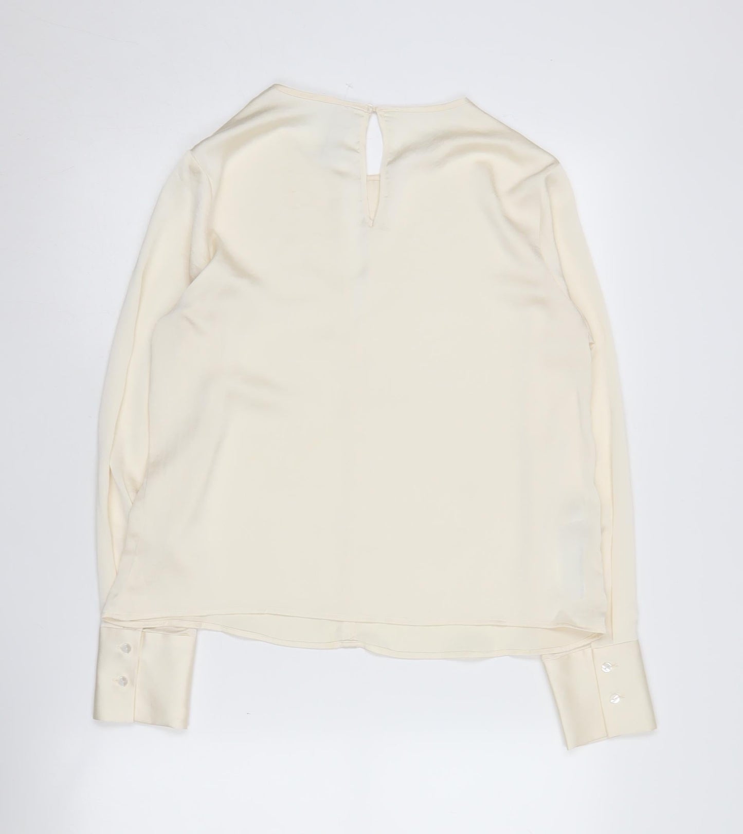 MNG Women's Ivory Blouse Size 6 Round Neck Long Sleeve
