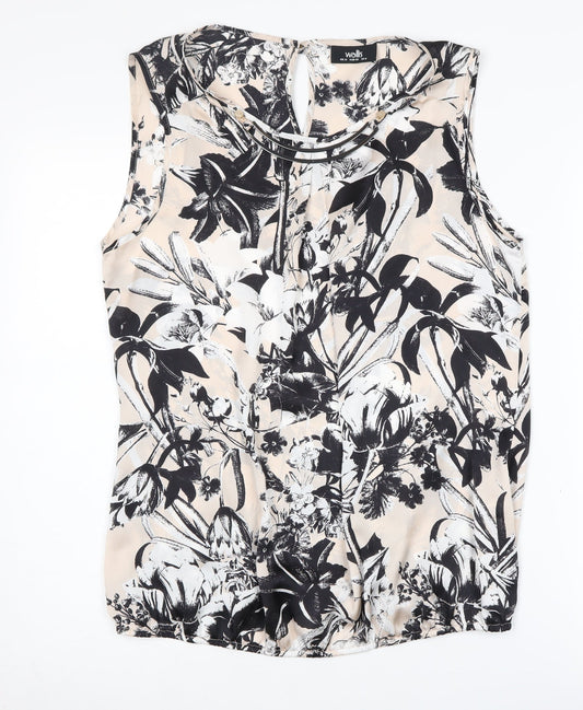 Wallis Women's Beige Floral Tunic Blouse Size 12