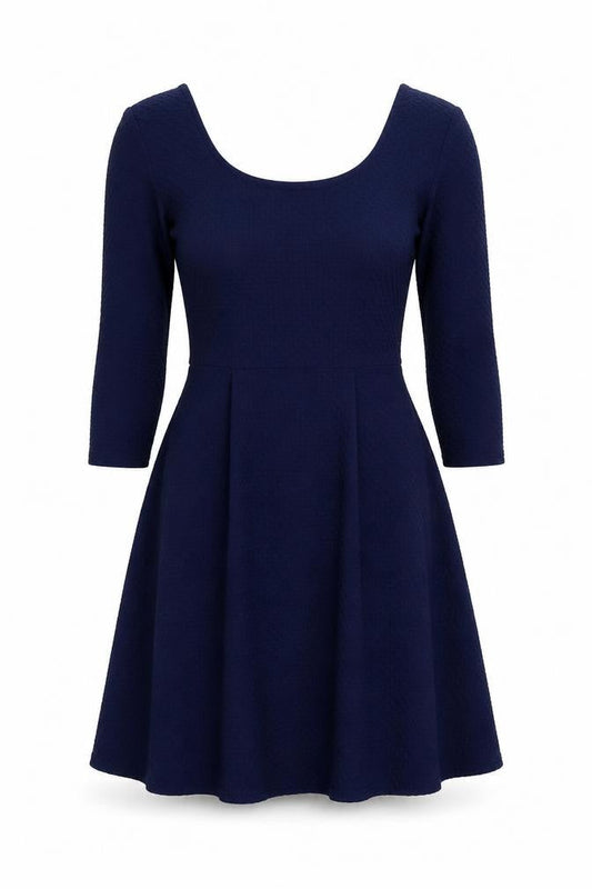 Front view of Miss Selfridge Women's Blue Fit & Flare Dress, size 8