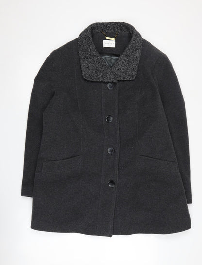 Eastex Women's Black Wool Blend Mid-Length Overcoat