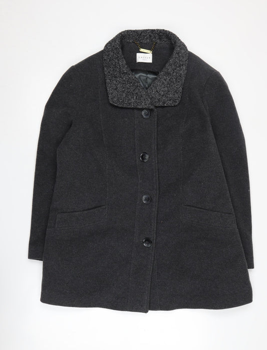 Eastex Women's Black Wool Blend Mid-Length Overcoat
