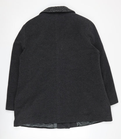 Eastex Women's Black Wool Blend Mid-Length Overcoat