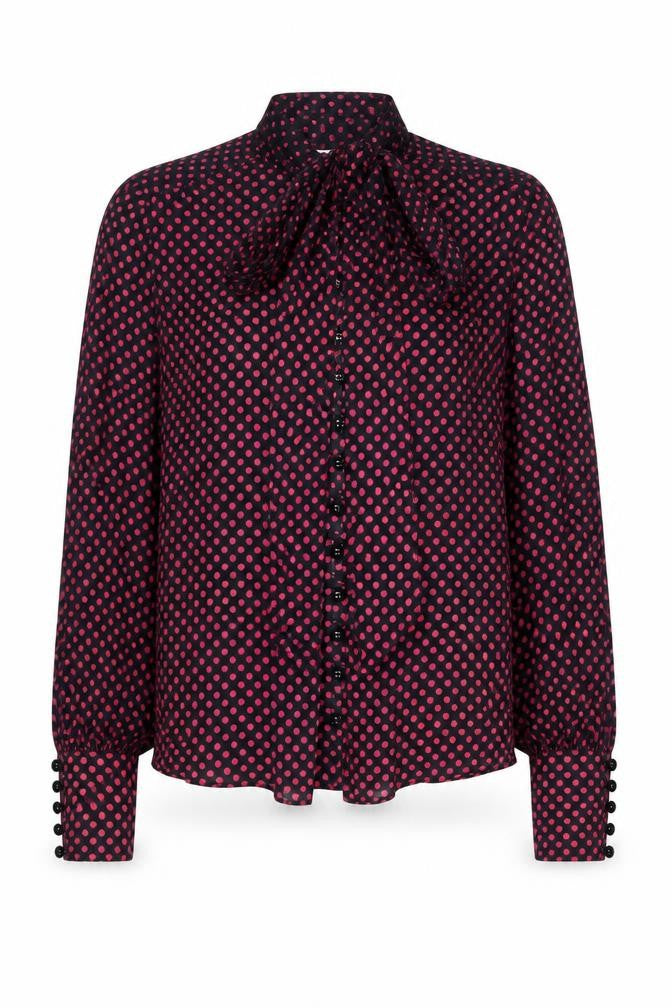 Jaeger Women's Red Polka Dot Blouse, Size 10, Cotton