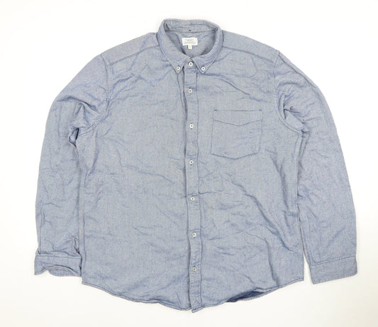 Next Men’s Blue Button-Up Shirt, Size L, Cotton