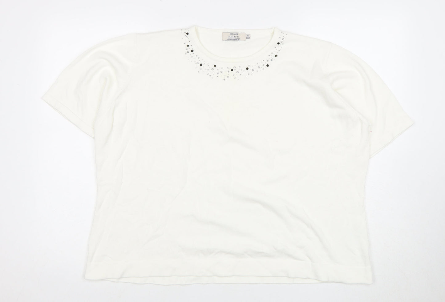 Honor Millburn Women's XL White Beaded T-Shirt