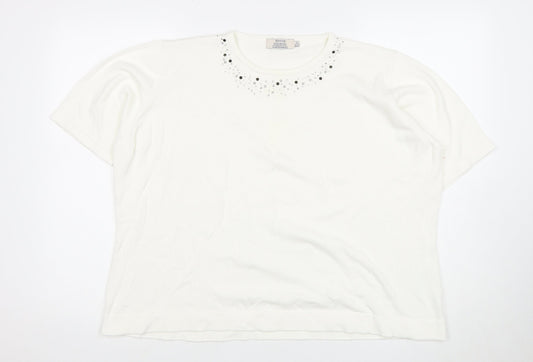 Honor Millburn Women's XL White Beaded T-Shirt