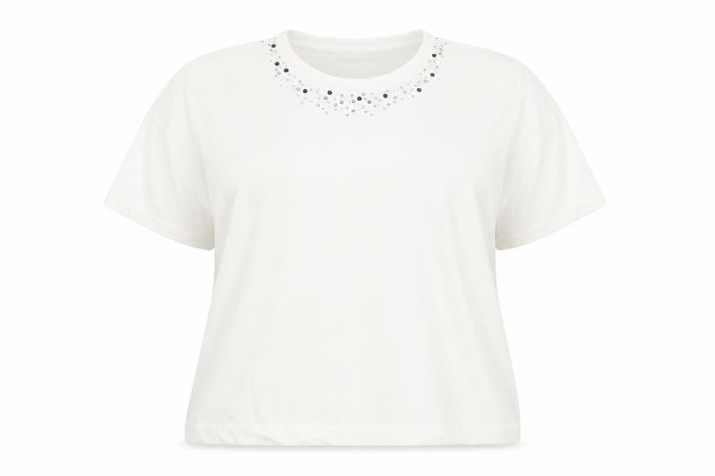 Honor Millburn Women's XL White Beaded T-Shirt