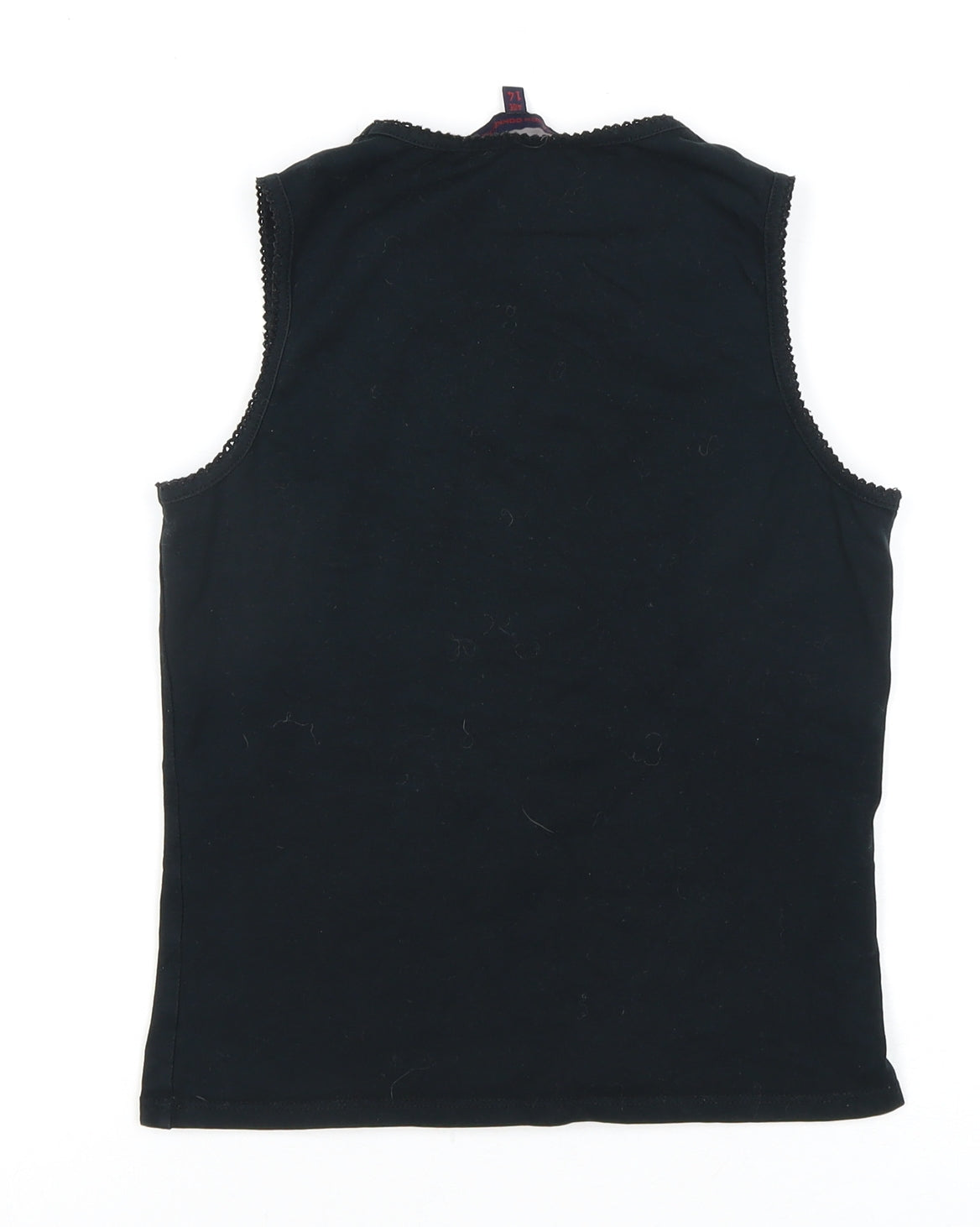 Back view of French Connection girls’ black tank top, size 14, accented logo
