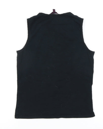 Back view of French Connection girls’ black tank top, size 14, accented logo