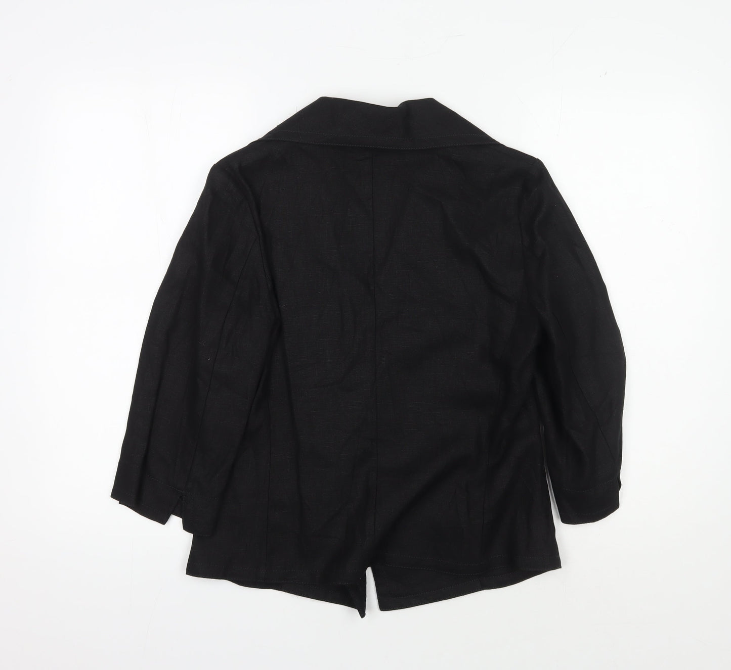 Viyella Petite Black Linen Blazer Women Size 8