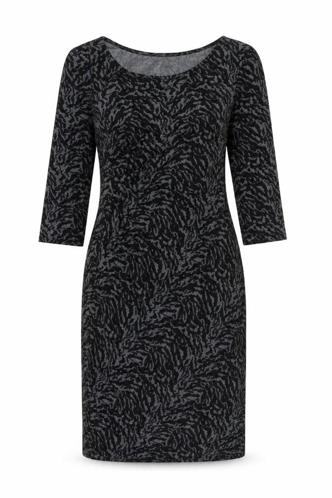 Laura Ashley Women's Black Animal Print Midi Sheath Dress