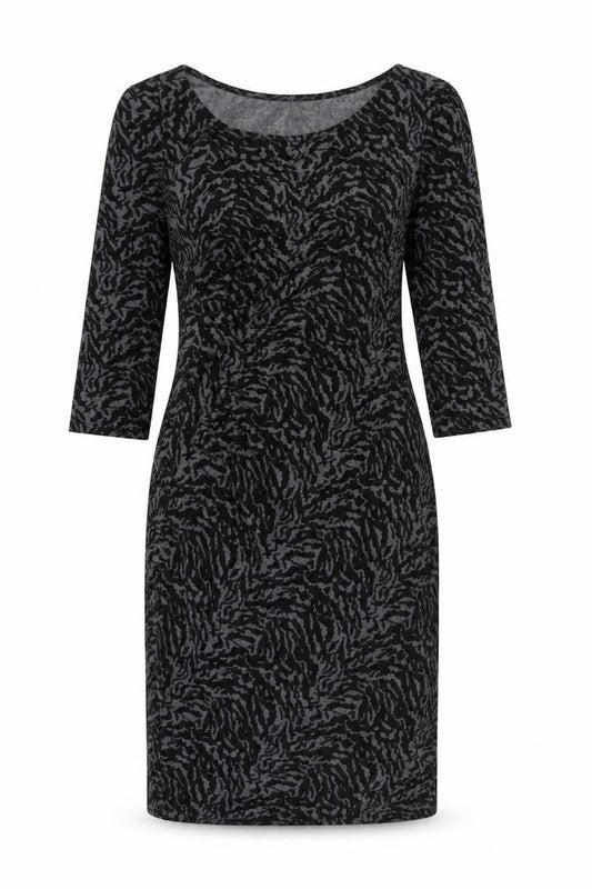 Laura Ashley Women's Black Animal Print Midi Sheath Dress