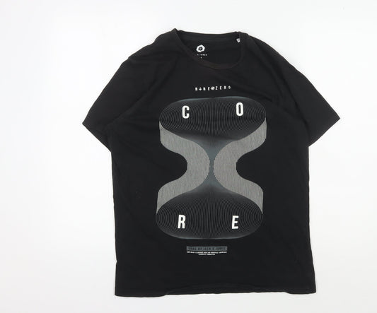 Jack & Jones Men's Black Medium Graphic Print T-Shirt