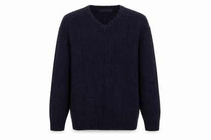 James Pringle Men's Black V-Neck Cable-Knit Pullover - Size S