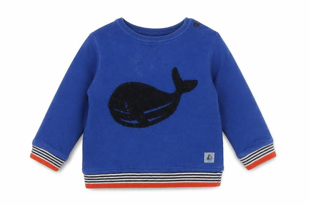 Junior J Unisex Blue Whale Pullover 3-6M