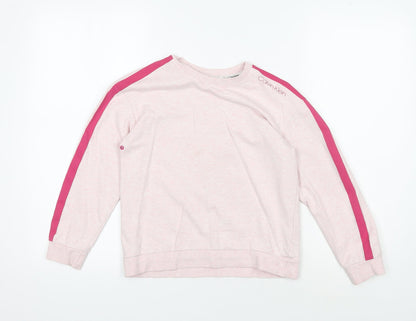 Additional front view of Calvin Klein girls’ pink pullover sweatshirt 10-11 years