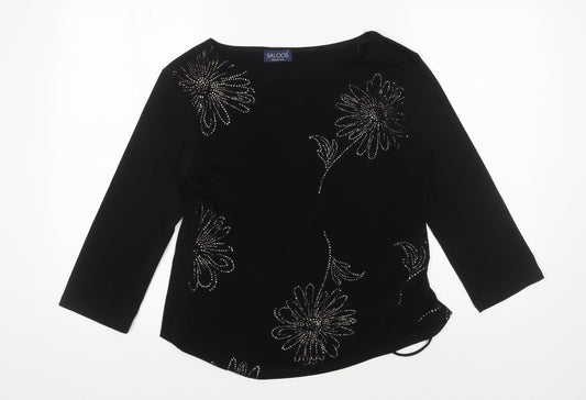 Saloos Women’s Black Tunic Blouse with Beaded Accents