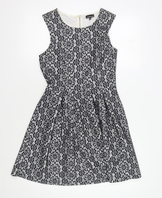 Warehouse Womens Black A-Line Floral Dress, Size 10