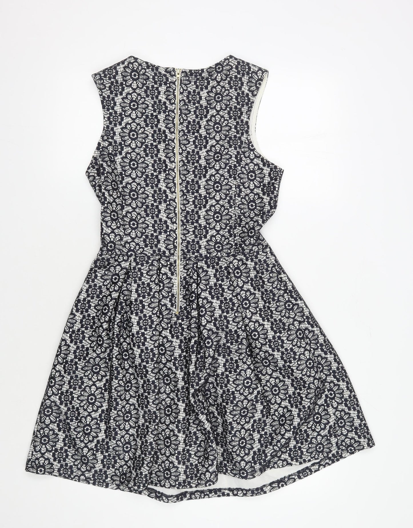 Warehouse Womens Black A-Line Floral Dress, Size 10