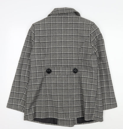 Classics Grey Check Wool Blend Pea Coat Women Size 12