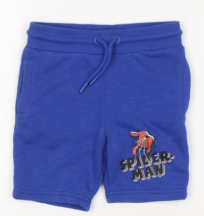 Preloved Marvel Boys Blue Spider-Man Sweat Shorts 2-3 Years - Front