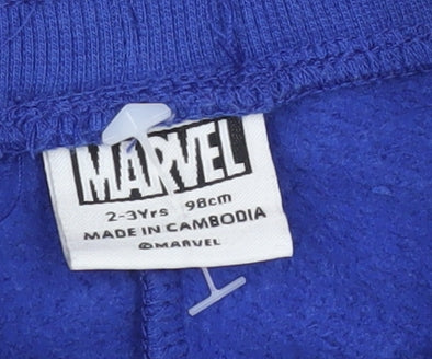 Preloved Marvel Boys Blue Spider-Man Sweat Shorts 2-3 Years - Label