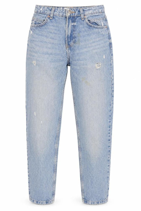 Bershka Women's Blue Mom Jeans Size 6 Distressed