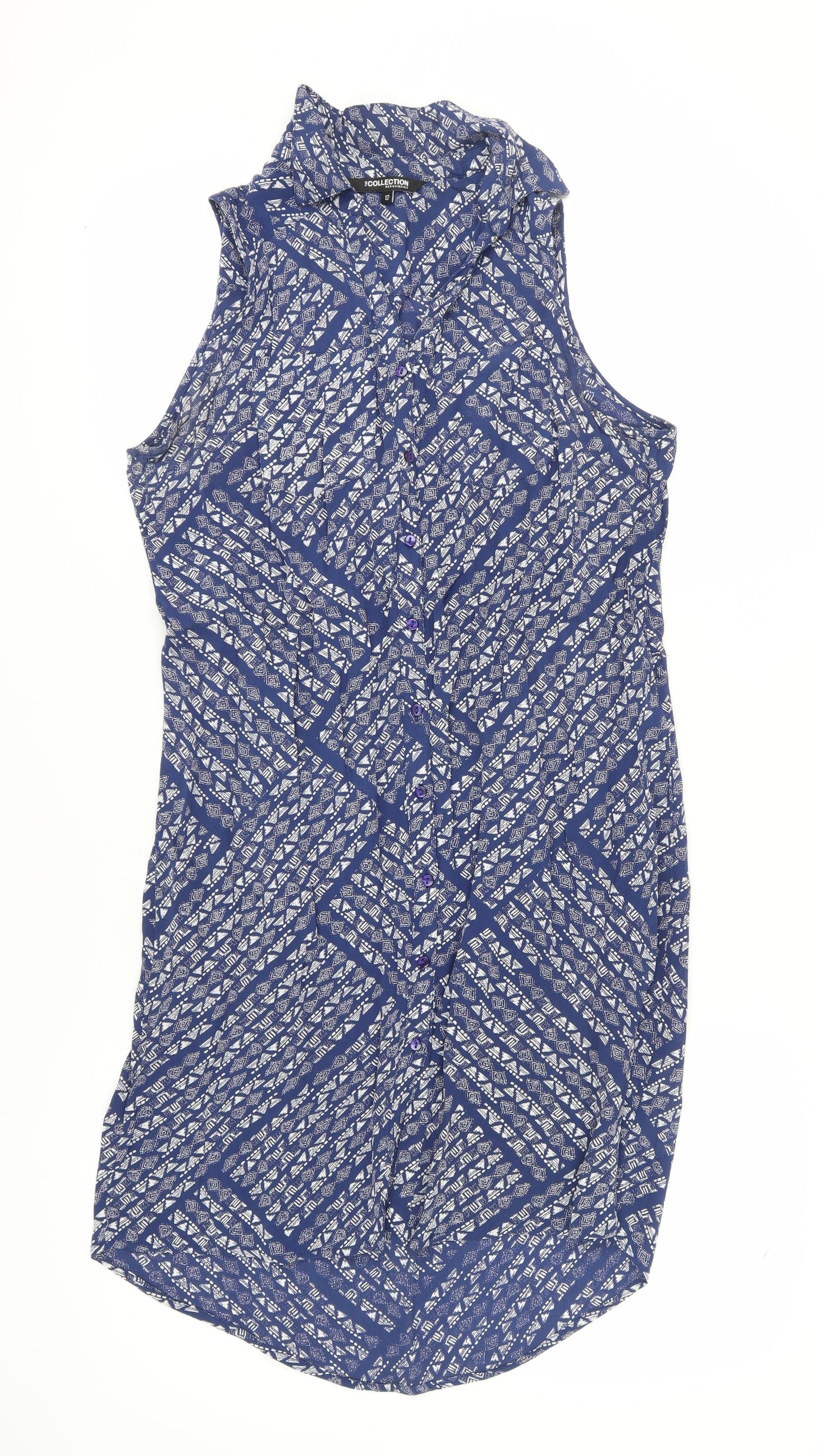 The Collection Debenhams Blue Geometric Shirt Dress Size 12