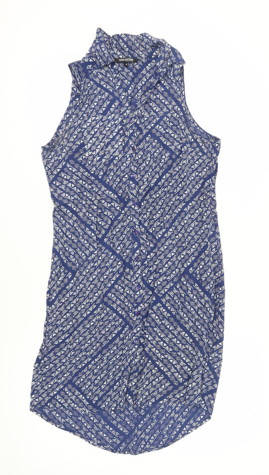 The Collection Debenhams Blue Geometric Shirt Dress Size 12