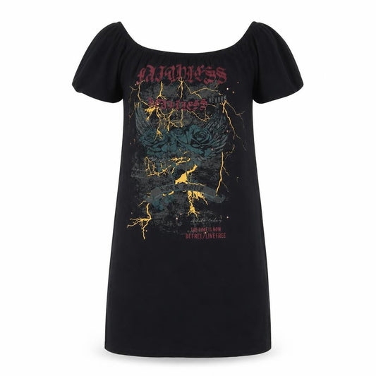 River Island Women's Black Graphic T-Shirt Dress Size 8