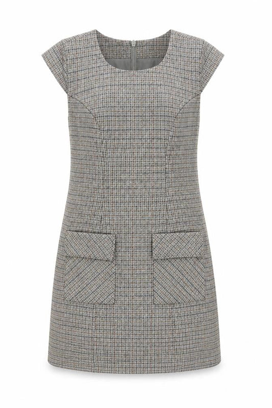 Next Women's Grey Check Shift Dress, Size 8