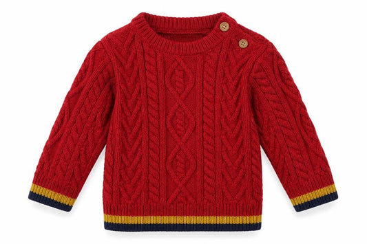 Next Unisex Red Cable Knit Jumper, 3-6 Months, Wool Blend Pullover