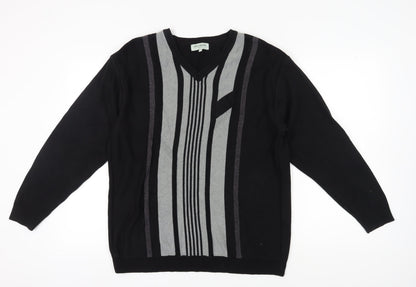 Greenwoods Men's Black V-Neck Pullover Jumper L