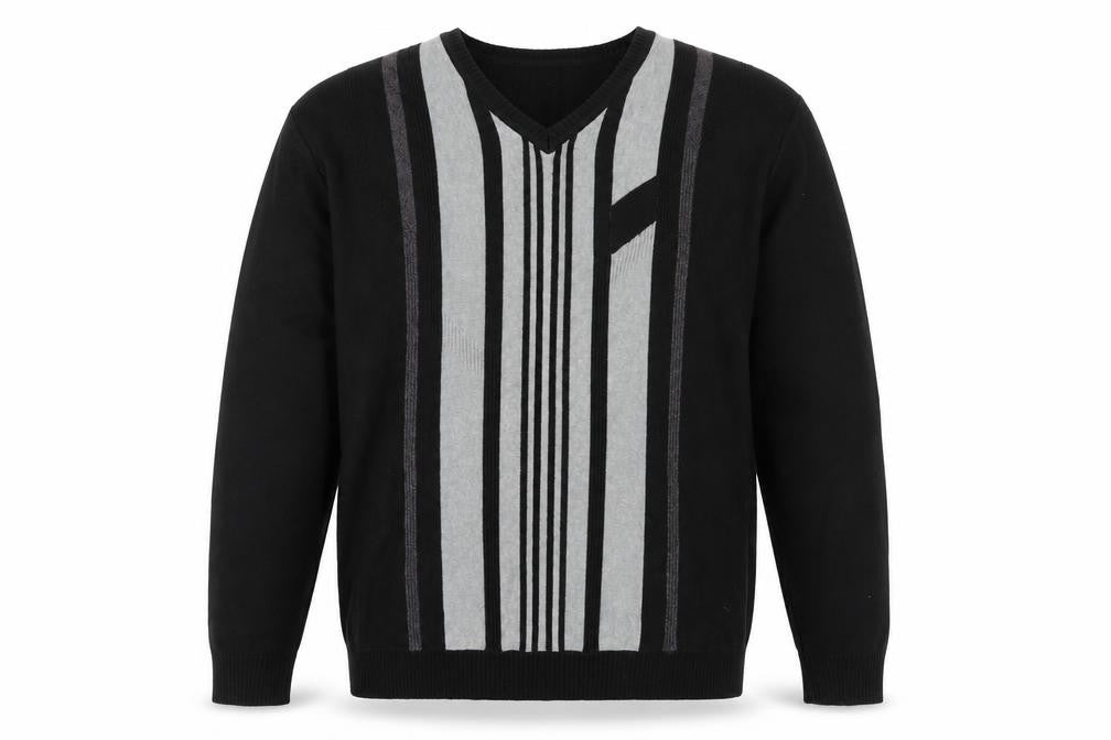Greenwoods Men's Black V-Neck Pullover Jumper L