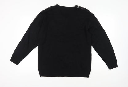 Greenwoods Men's Black V-Neck Pullover Jumper L