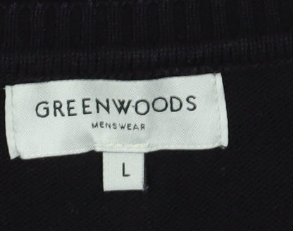 Greenwoods Men's Black V-Neck Pullover Jumper L