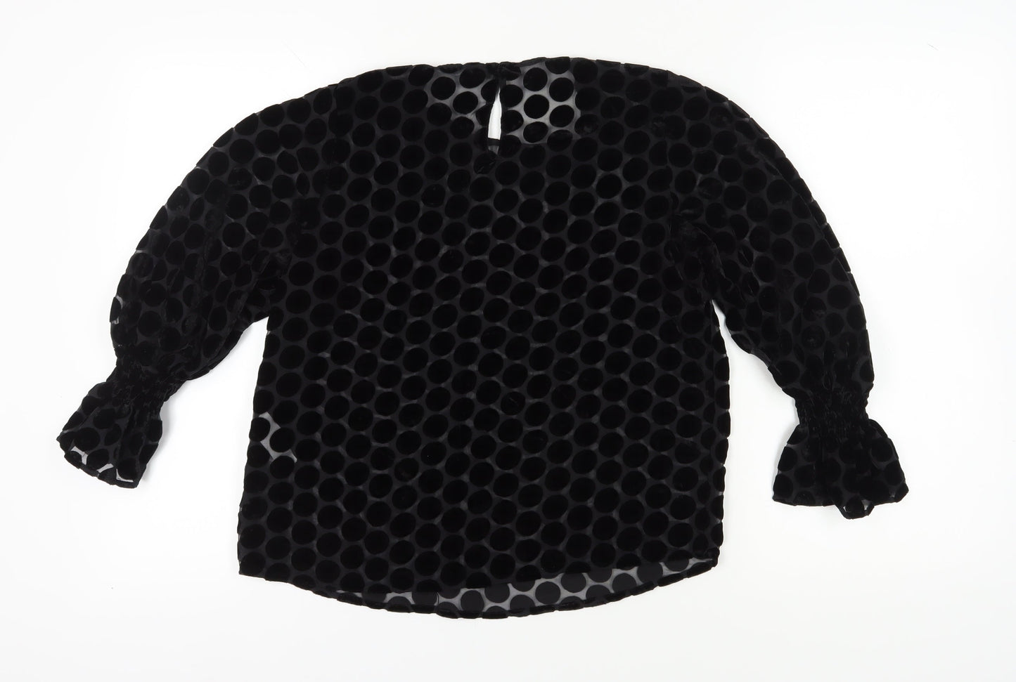 Zara Women's Black Polka Dot Velvet Tunic Blouse S
